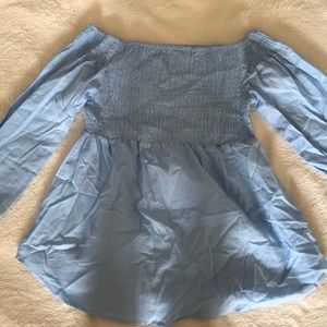 Ruffled long sleeve off-shoulder top